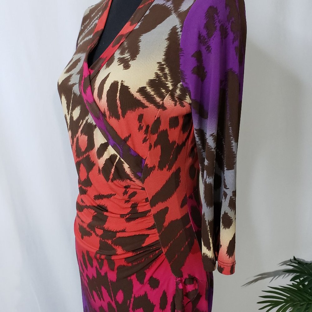 MESMERIZE PRINT CORAL-PURPLE-BROWN DRESS - SMALL - Picture 6 of 13